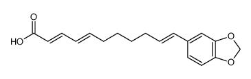 11-(3',4'-methylenedioxyphenyl)-undeca-2(E),4(E),10(E)-trienoic acid结构式