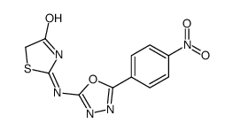 2-[[5-(4-nitrophenyl)-1,3,4-oxadiazol-2-yl]amino]-1,3-thiazol-4-one结构式