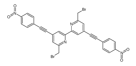 2-(bromomethyl)-6-[6-(bromomethyl)-4-[2-(4-nitrophenyl)ethynyl]pyridin-2-yl]-4-[2-(4-nitrophenyl)ethynyl]pyridine结构式