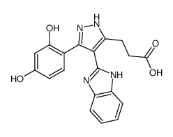 4-(1H-苯并咪唑-2-基)-3-(2,4-二羟基苯基)-1H-吡唑-5-丙酸结构式
