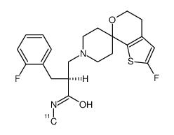 (2S)-2-[(2-fluorophenyl)methyl]-3-(2-fluorospiro[4,5-dihydrothieno-[2,3-c]pyran-7,4'-piperidine]-1'-yl)-N-[(11)C-methyl]propanamide结构式
