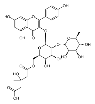 kaempferol 3-O-α-rhamnosyl-(1->2)-[(6-O-3-hydroxy-3-methylglutaryl)-β-galactoside] Structure