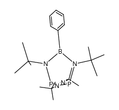 2,4,6,7-tetra-tert-butyl-3-phenyl-2,4,6,7-tetraaza-1,5-diphospha-3-borabicyclo{3.1.1}heptane结构式