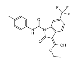 (3Z)-3-[ethoxy(hydroxy)methylidene]-N-(4-methylphenyl)-2-oxo-6-(trifluoromethyl)indole-1-carboxamide结构式
