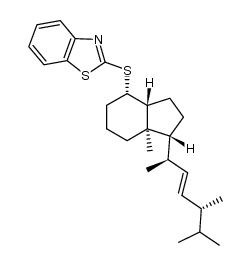 [1R-[1α,(1R*,2E,4R*),3aβ,4α,7aα]]-4-[(Benzothiazol-2-yl)sulfanyl]octahydro-7a-methyl-1-(1,4,5-trimethylhex-2-enyl)-1H-indene结构式
