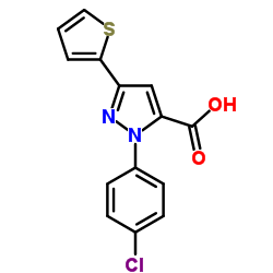 1-(4-CHLOROPHENYL)-3-(THIOPHEN-2-YL)-1H-PYRAZOLE-5-CARBOXYLIC ACID结构式