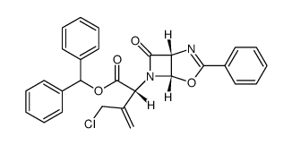 (R)-3-chloromethyl-2-((1R)-7-oxo-3-phenyl-(1rH,5cH)-4-oxa-2,6-diaza-bicyclo[3.2.0]hept-2-en-6-yl)-but-3-enoic acid benzhydryl ester结构式