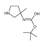 (S)-3-甲基吡咯烷-3-基氨基甲酸叔丁酯结构式