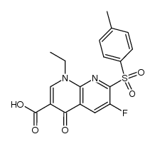 1-ethyl-6-fluoro-1,4-dihydro-4-oxo-7-(p-tolylsulfonyl)-1,8-naphthyridine-3-carboxylic acid结构式
