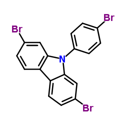 2,7-二溴-9-(4-溴苯基)-9H-咔唑结构式
