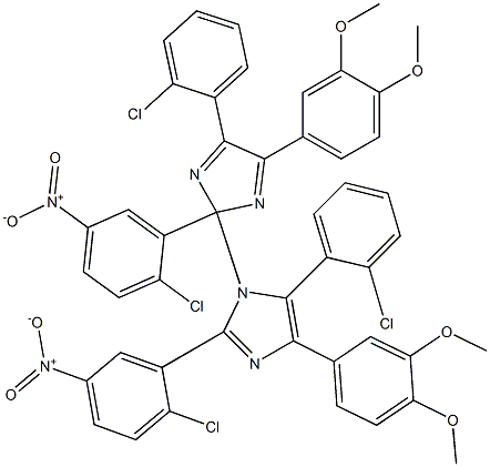 2-(2-氯-5-硝基苯基)-1-[2-(2-氯-5-硝基苯基)-4-(2-氯苯基)-5-(3,4-二甲氧基苯基)-2H-咪唑-2-基]-5-(2-氯苯基)-4-(3,4-二甲氧基苯基)-1H-咪唑结构式