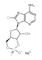 腺苷3',5'-环一硫代磷酸酯,8-氯-,Rp-异构体,钠盐结构式