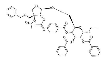 ethyl 6-O-(2,3-di-O-acetyl-5-O-benzyl-β-D-erythro-apiofuranosyl)-2,3,4-tri-O-benzoyl-1-thio-β-D-glucopyranoside Structure
