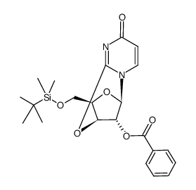 1-[2,3'-anhydro-2'-O-benzoyl-5'-O-(tert-butyldimethylsilyl)-β-D-xylofuranosyl]uracil结构式