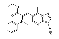 ethyl Z-β-N-methylanilino-3-cyano-7-methyl-6-pyrazolo[1,5-a]pyrimidineacrylate结构式
