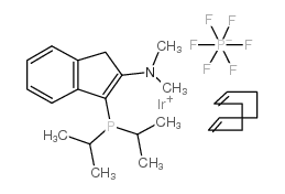 3-二异丙基膦基-2-(N,N-二甲基氨基)-1H-茚(1,5-环辛二烯)六氟磷酸铱(I)结构式