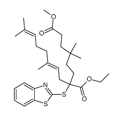1-ethyl 8-methyl (E)-2-(benzo[d]thiazol-2-ylthio)-2-(3,7-dimethylocta-2,6-dien-1-yl)-5,5-dimethyloctanedioate Structure