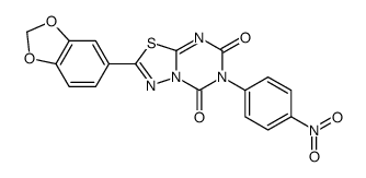 2-(1,3-benzodioxol-5-yl)-6-(4-nitrophenyl)-[1,3,4]thiadiazolo[3,2-a][1,3,5]triazine-5,7-dione结构式