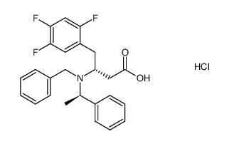 (R)-3-(benzyl((R)-1-phenylethyl)amino)-4-(2,4,5-trifluorophenyl)butanoic acid hydrochloride Structure