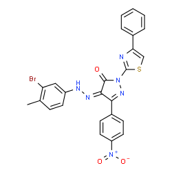 4-[(3-bromo-4-methylphenyl)hydrazono]-5-(4-nitrophenyl)-2-(4-phenyl-1,3-thiazol-2-yl)-2,4-dihydro-3H-pyrazol-3-one Structure
