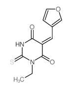 (5E)-1-ethyl-5-(furan-3-ylmethylidene)-2-sulfanylidene-1,3-diazinane-4,6-dione Structure