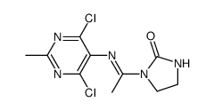 1-[1-((4,6-dichloro-2-methyl-pyrimidin-5-yl)imino)-ethyl]-imidazolidin-2-one structure