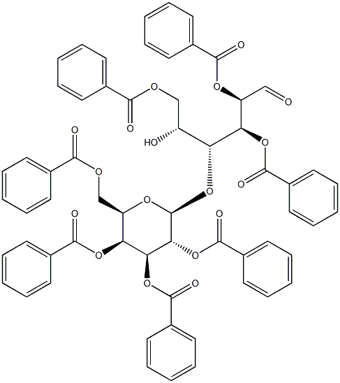 4-O-(2,3,4,6-四-O-苯甲酰基-BETA-D-吡喃半乳糖基)-D-葡萄糖 2,3,6-三苯甲酸酯结构式