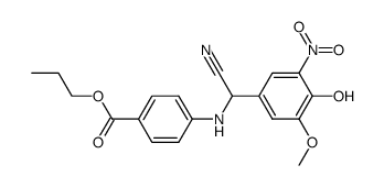 4-{[Cyano-(4-hydroxy-3-methoxy-5-nitro-phenyl)-methyl]-amino}-benzoic acid propyl ester结构式