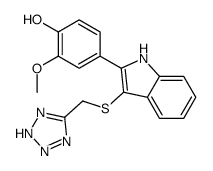 2-methoxy-4-[3-(2H-tetrazol-5-ylmethylsulfanyl)-1H-indol-2-yl]phenol Structure