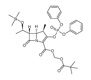 (4R,5R,6S)-6-[(1R)-1-trimethylsilyloxyethyl]-3-diphenylphosphoryloxy-4-methyl-7-oxo-1-azabicyclo[3.2.0]hept-2-ene-2-carboxylic acid pivaloyloxymethyl ester Structure