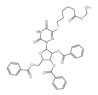 [3,4-dibenzoyloxy-5-[6-(5-ethoxycarbonylpentylsulfanyl)-3,5-dioxo-1,2,4-triazin-2-yl]oxolan-2-yl]methyl benzoate结构式