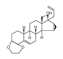 3,3-ethylenedioxy-18-methyl-15β,16β-methylene-17α-(prop-2-enyl)-19-nor-androst-5-en-17β-ol结构式