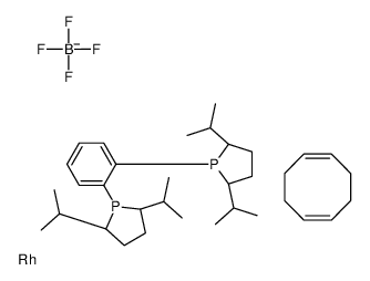 1,2-双[(2S,5S)-2,5-二异丙基膦酰基]苯(1,5-环辛二烯)四氟硼酸铑(I)结构式