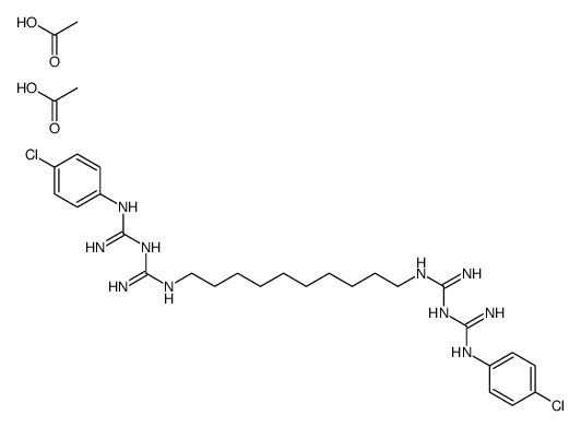 [(E)-N'-[N'-(4-chlorophenyl)carbamimidoyl]carbamimidoyl]-[10-[[(E)-N'-[N'-(4-chlorophenyl)carbamimidoyl]carbamimidoyl]azaniumyl]decyl]azanium,diacetate Structure