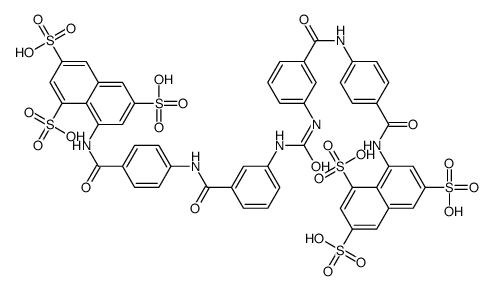 8-[[4-[[3-[[3-[[4-[(3,6,8-trisulfonaphthalen-1-yl)carbamoyl]phenyl]carbamoyl]phenyl]carbamoylamino]benzoyl]amino]benzoyl]amino]naphthalene-1,3,6-trisulfonic acid结构式