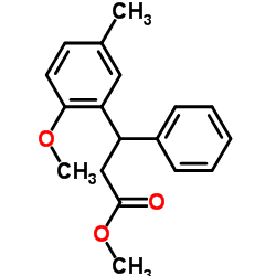 3-(2-甲氧基-5-甲基苯基)-3-苯基丙酸甲酯结构式