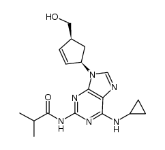 (-)-N-{6-(cyclopropylamino)-9-[(1R,4S)-4-(hydroxymethyl)cyclopent-2-enyl]-9H-purin-2-yl}isobutyramide结构式