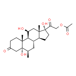 5-alpha,11-beta,17-alpha,21-tetrahydroxy-6-beta-methylpregnane-3,20-dione 21-acetate structure