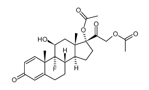 9α-fluoro-17,21-diacetoxy-11-hydroxy-pregn-1,4-diene-3,20-dione结构式