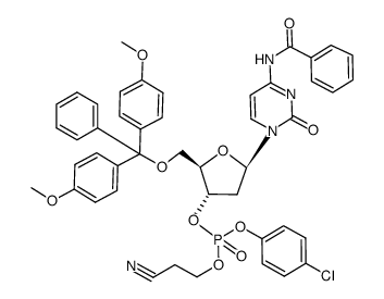 3'-Cytidylic acid, N-benzoyl-5'-O-[bis(4-methoxyphenyl)phenylmethyl]-2'-deoxy-, 4-chlorophenyl 2-cyanoethyl ester结构式