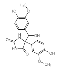 5-[hydroxy-(4-hydroxy-3-methoxy-phenyl)methyl]-5-(4-hydroxy-3-methoxy-phenyl)imidazolidine-2,4-dione结构式