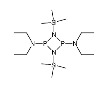 cis-1,3-bis(trimethylsilyl)-2λ3,4λ3-bis(diethylamino)diazadiphosphetidine结构式