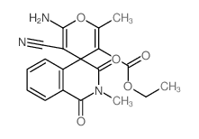 ethyl 6'-amino-5'-cyano-2,2'-dimethyl-1,3-dioxospiro[isoquinoline-4,4'-pyran]-3'-carboxylate结构式