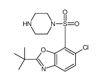2-叔丁基-6-氯-7-(哌嗪-1-基磺酰基)苯并[d]噁唑结构式