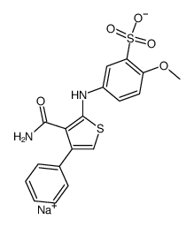 Sodium; 5-(3-carbamoyl-4-phenyl-thiophen-2-ylamino)-2-methoxy-benzenesulfonate结构式