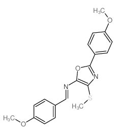 1-(4-methoxyphenyl)-N-[2-(4-methoxyphenyl)-4-methylsulfanyl-1,3-oxazol-5-yl]methanimine结构式