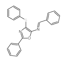 5-Oxazolamine,2-phenyl-N-(phenylmethylene)-4-(phenylthio)- Structure