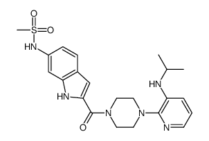 N-[2-[4-[3-(propan-2-ylamino)pyridin-2-yl]piperazine-1-carbonyl]-1H-indol-6-yl]methanesulfonamide结构式