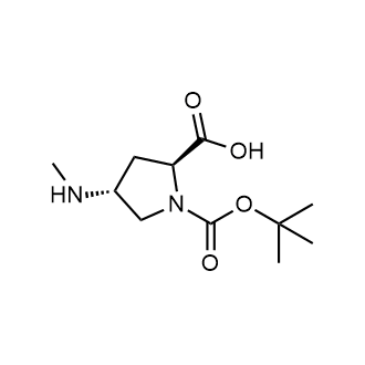 (2S,4R)-1-(叔丁氧羰基)-4-(甲基氨基)吡咯烷-2-羧酸结构式