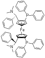 (S,S)-(-)-2,2'-Bis[(R)-(N,N-dimethylamino)(phenyl)methyl]-1,1'-bis(diphenylphosphino)ferrocene Structure
